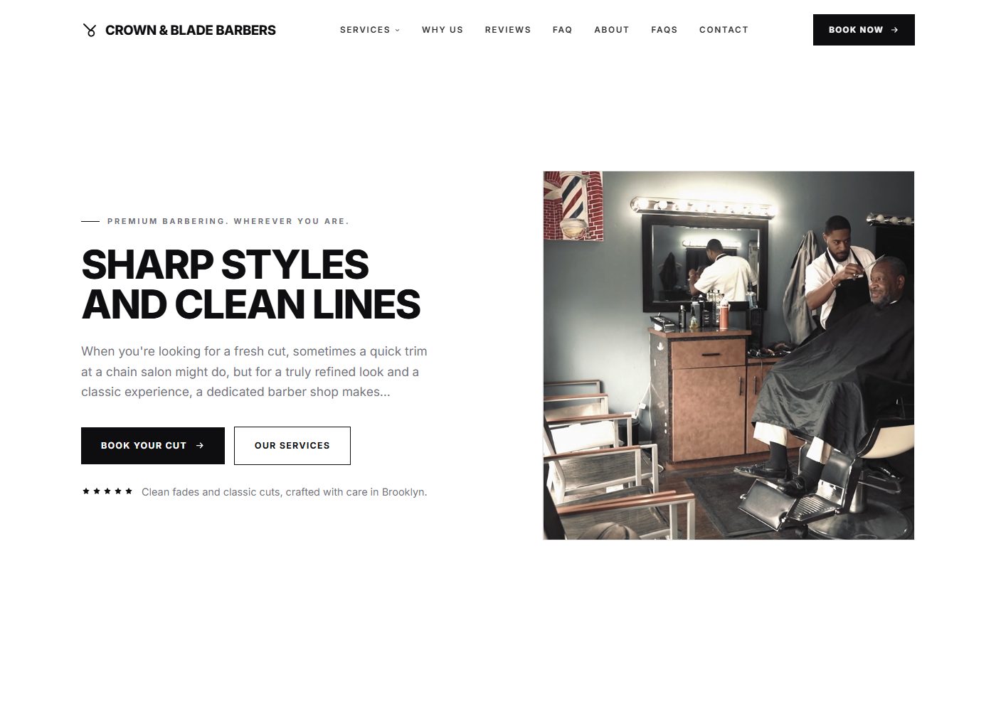 A barber shop site built by Pilot Local